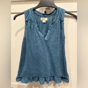 Anthropologie Maeve Ruffle Acid Wash Tank